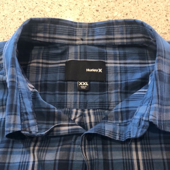 Hurley Men’s Plaid Button-Down - XXL - Blue - Picture 4 of 4